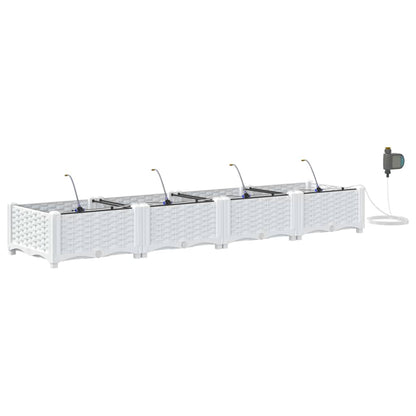 vidaXL Garten-Pflanzgefäß 4 pcs Weiß Stahl