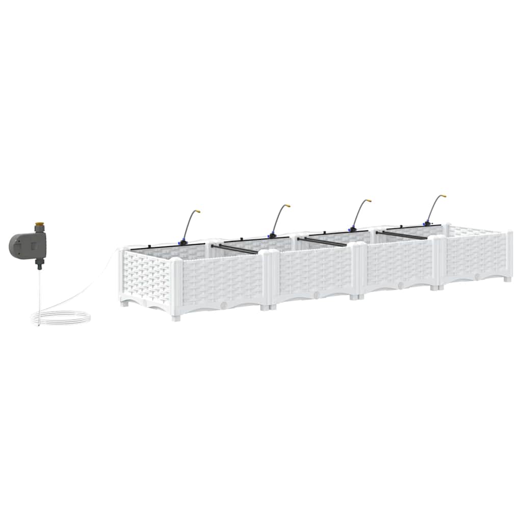 vidaXL Garten-Pflanzgefäß 4 pcs Weiß Stahl