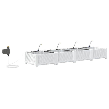 vidaXL Garten-Pflanzgefäß 4 pcs Weiß Stahl