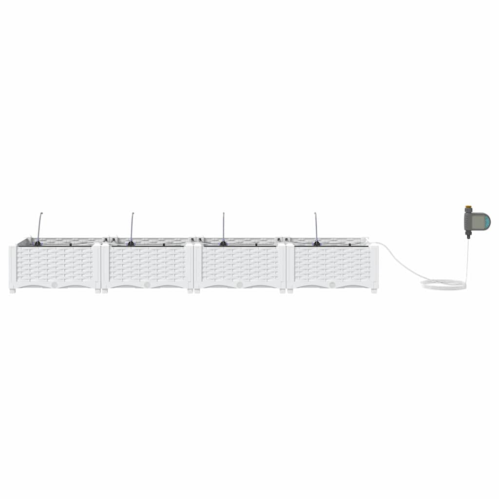 vidaXL Garten-Pflanzgefäß 4 pcs Weiß Stahl
