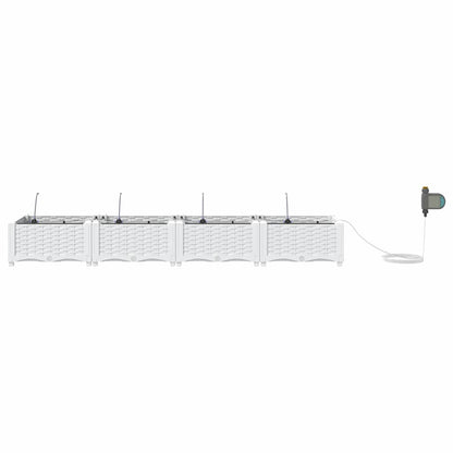 vidaXL Garten-Pflanzgefäß 4 pcs Weiß Stahl