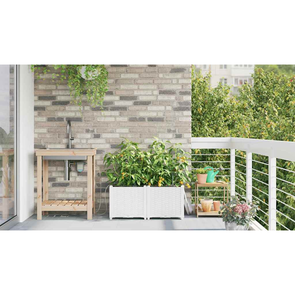 vidaXL Garten-Pflanzgefäß 2 pcs Weiß Stahl