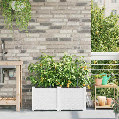 vidaXL Garten-Pflanzgefäß 2 pcs Weiß Stahl