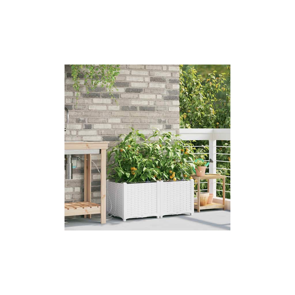 vidaXL Garten-Pflanzgefäß 2 pcs Weiß Stahl