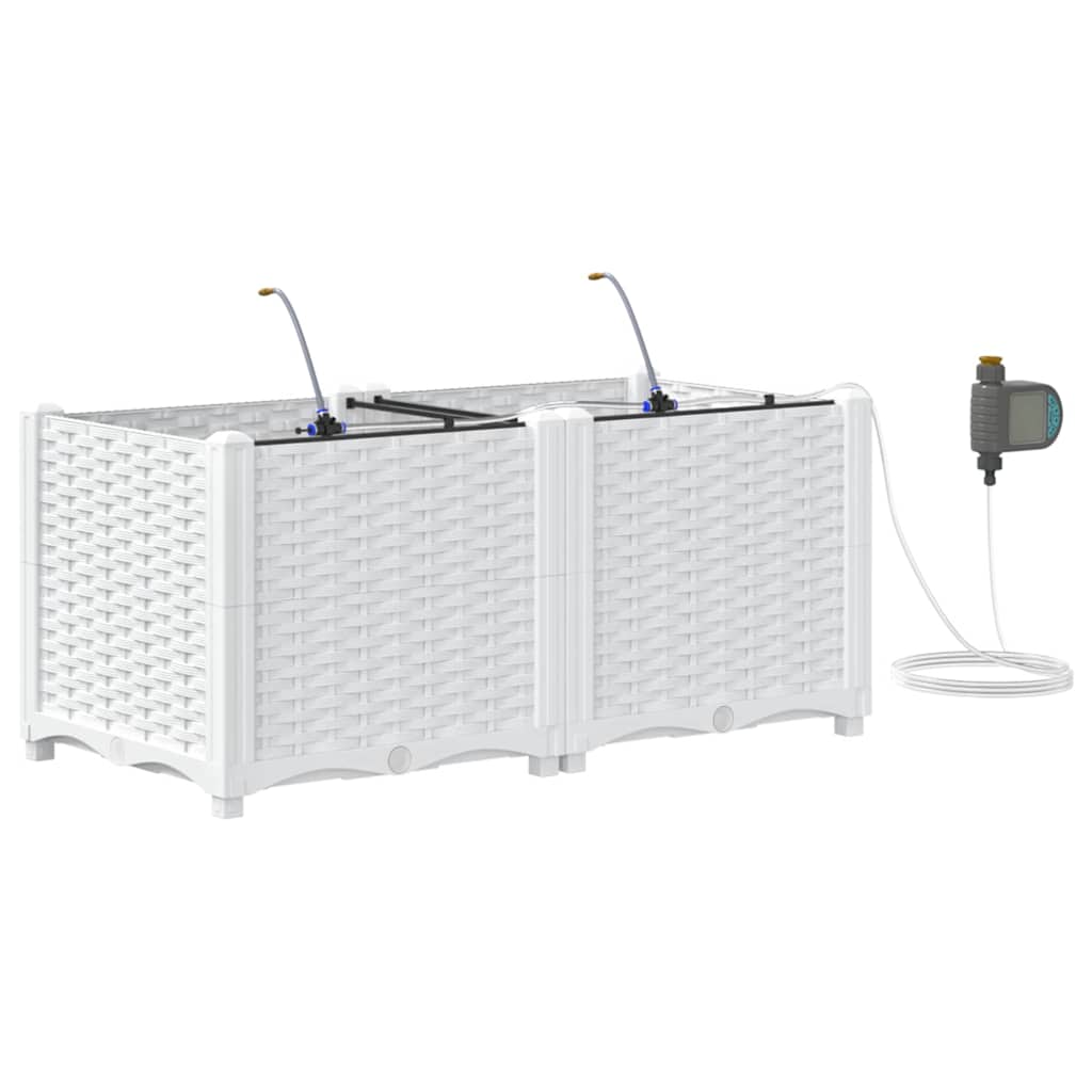 vidaXL Garten-Pflanzgefäß 2 pcs Weiß Stahl