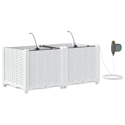 vidaXL Garten-Pflanzgefäß 2 pcs Weiß Stahl