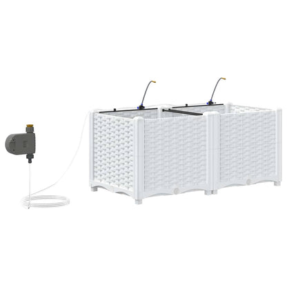 vidaXL Garten-Pflanzgefäß 2 pcs Weiß Stahl