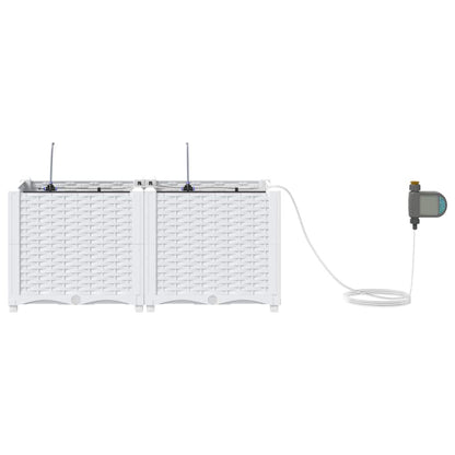 vidaXL Garten-Pflanzgefäß 2 pcs Weiß Stahl
