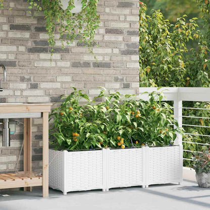 vidaXL Jardinière de jardin 3 pcs Acier blanc