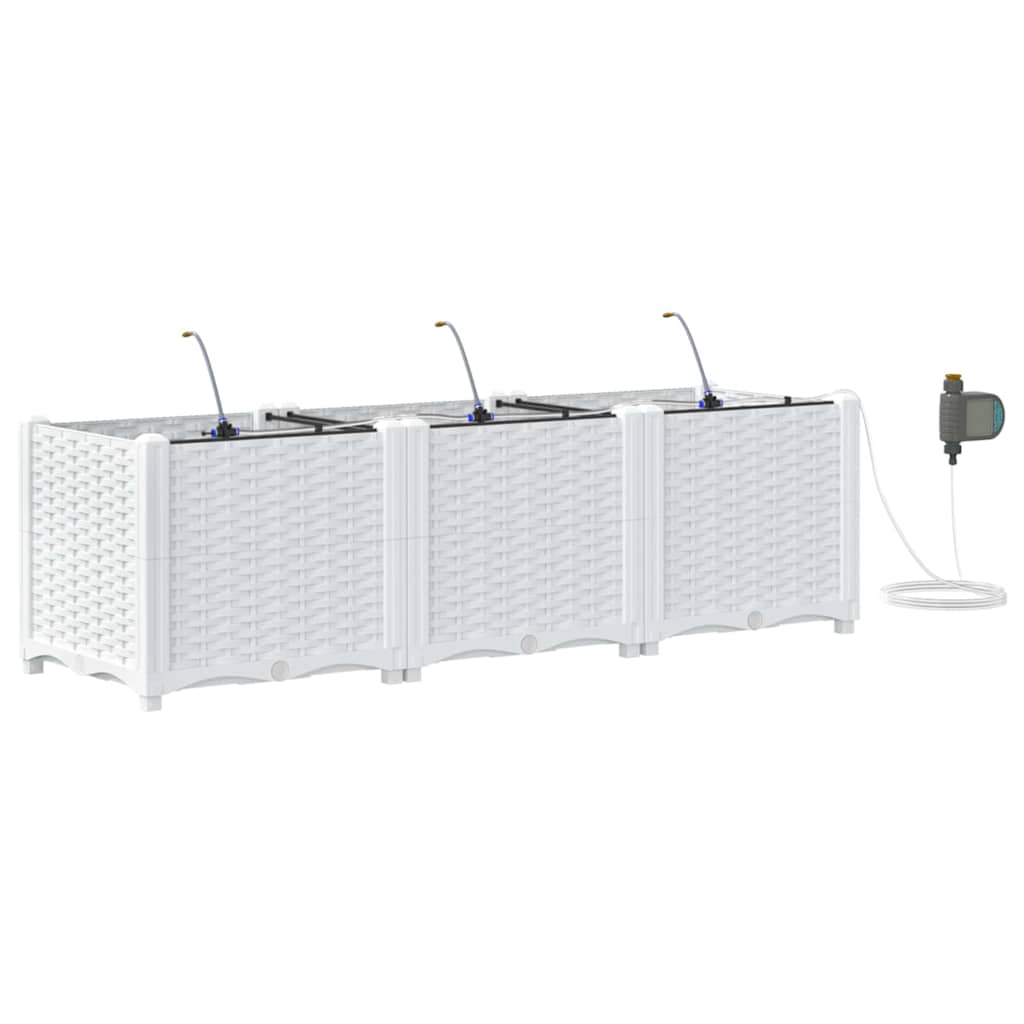 vidaXL Jardinière de jardin 3 pcs Acier blanc