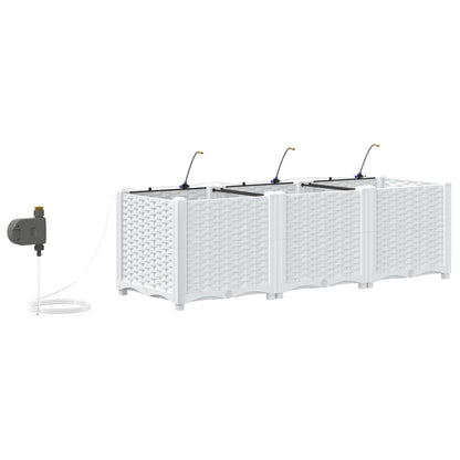 vidaXL Jardinière de jardin 3 pcs Acier blanc