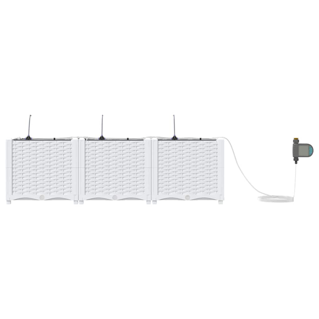 vidaXL Jardinière de jardin 3 pcs Acier blanc