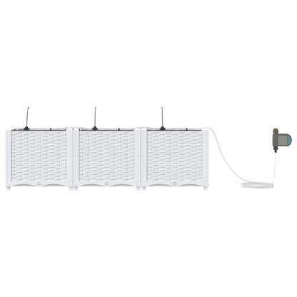 vidaXL Jardinière de jardin 3 pcs Acier blanc