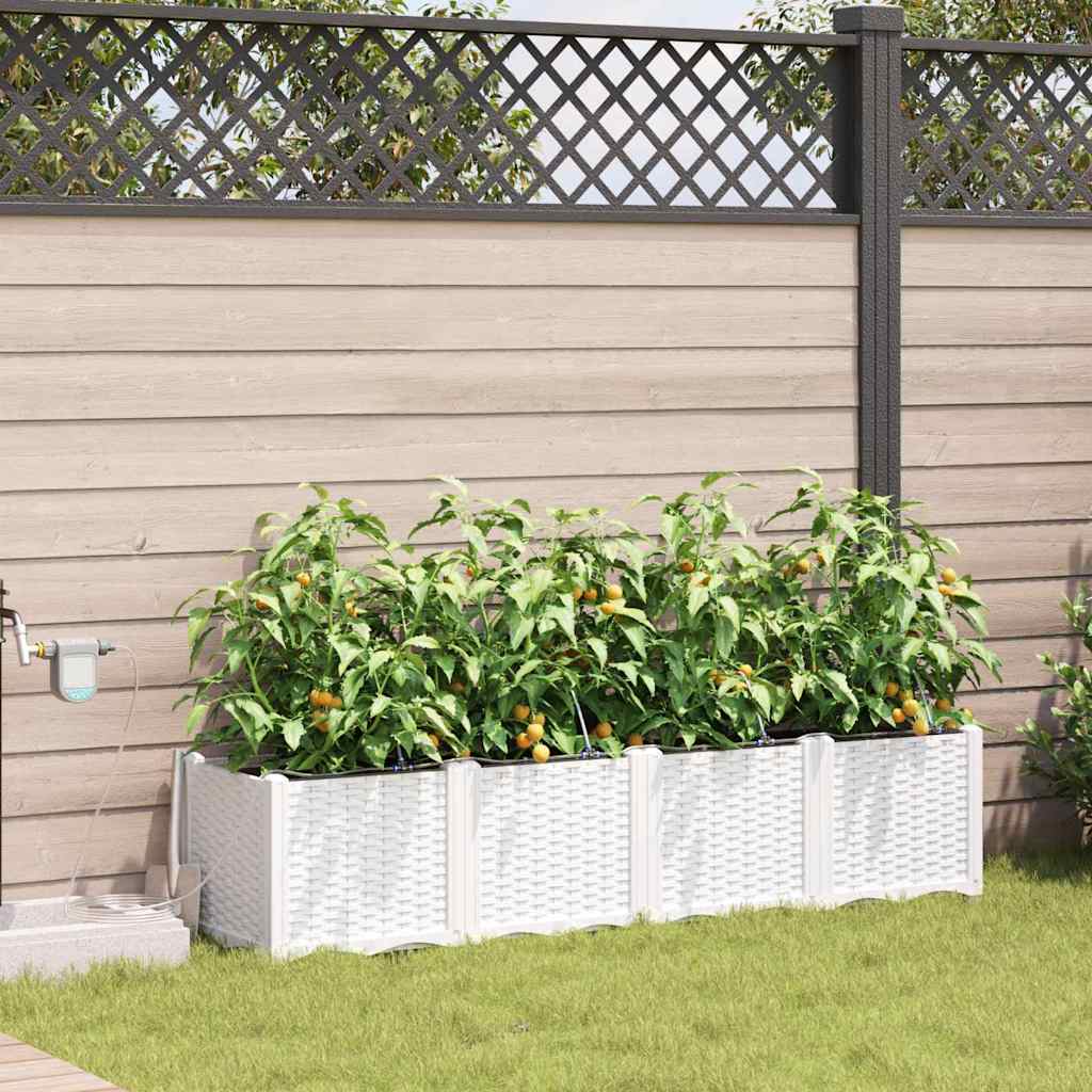 vidaXL Garten-Pflanzgefäß 4 pcs Weiß Stahl