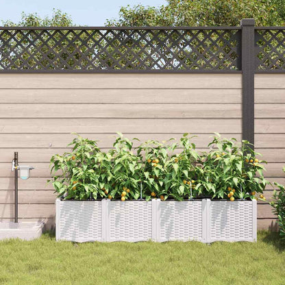 vidaXL Garten-Pflanzgefäß 4 pcs Weiß Stahl