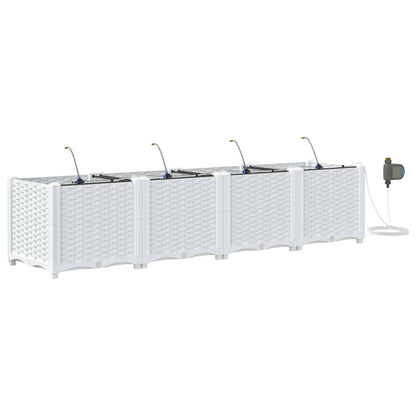 vidaXL Garten-Pflanzgefäß 4 pcs Weiß Stahl