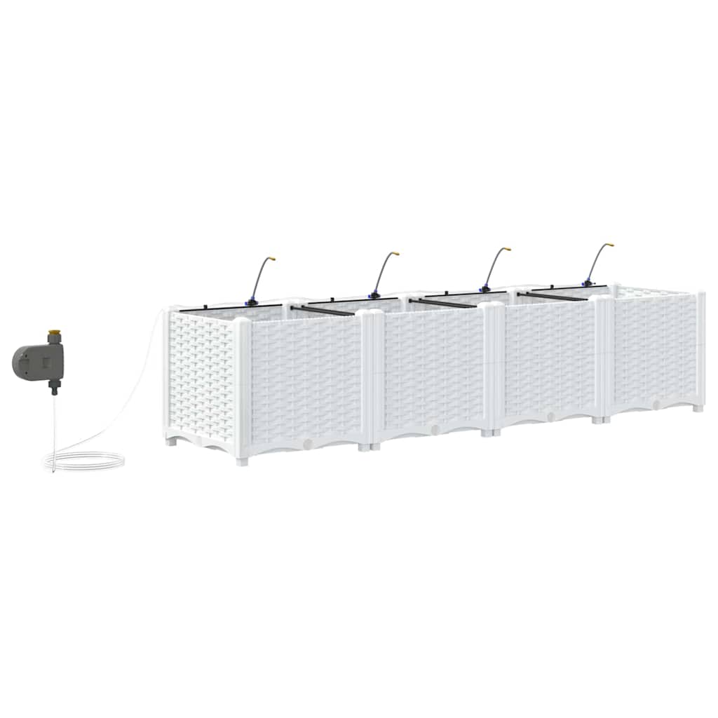 vidaXL Garten-Pflanzgefäß 4 pcs Weiß Stahl