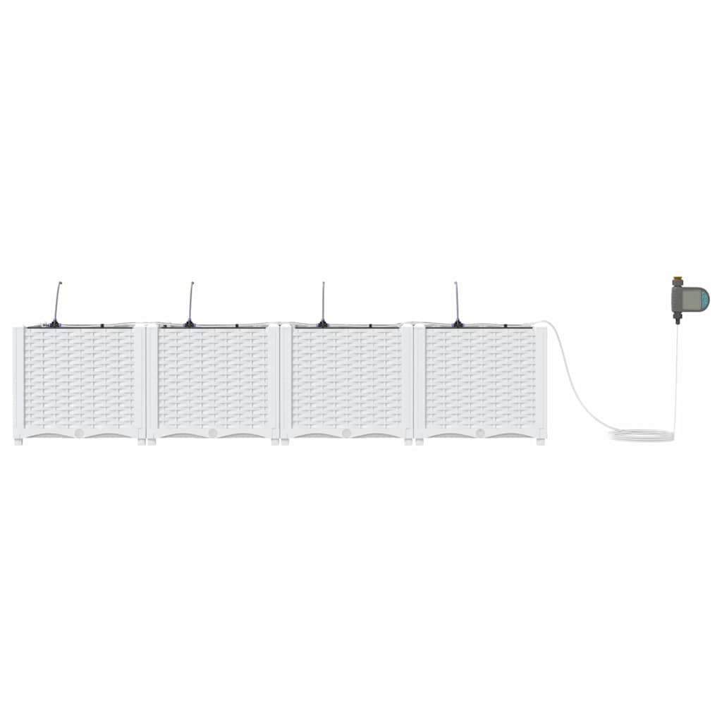 vidaXL Garten-Pflanzgefäß 4 pcs Weiß Stahl