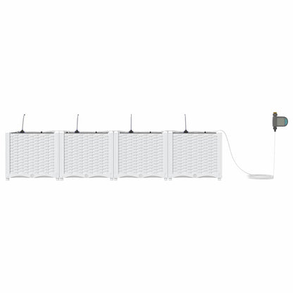 vidaXL Garten-Pflanzgefäß 4 pcs Weiß Stahl