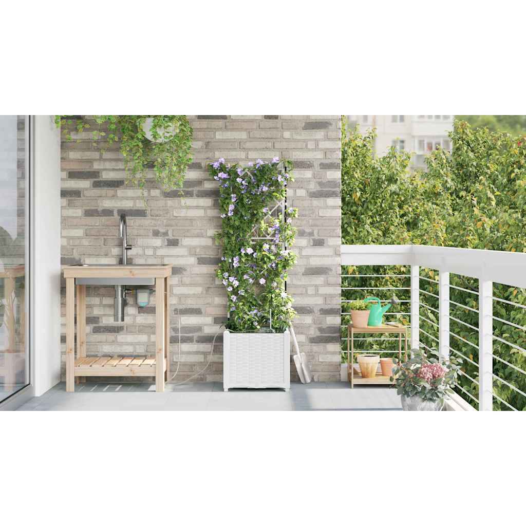 vidaXL Garten-Pflanzgefäß Weiß 40 x 40 x 142 cm Stahl