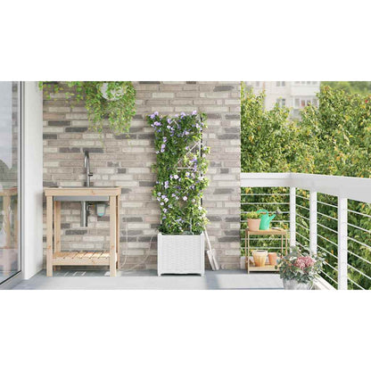 vidaXL Garten-Pflanzgefäß Weiß 40 x 40 x 142 cm Stahl
