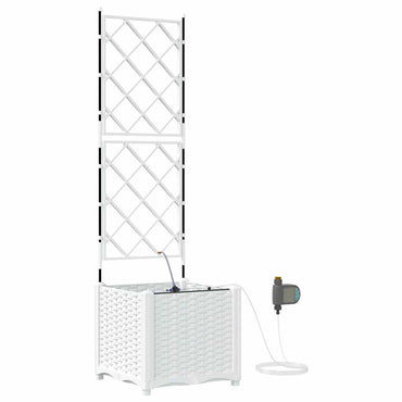 vidaXL Garten-Pflanzgefäß Weiß 40 x 40 x 142 cm Stahl