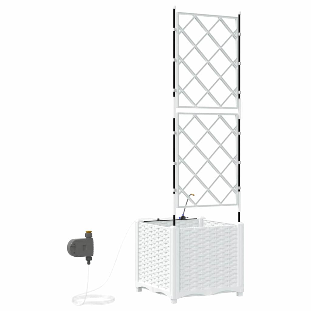 vidaXL Garten-Pflanzgefäß Weiß 40 x 40 x 142 cm Stahl