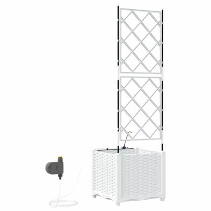 vidaXL Garten-Pflanzgefäß Weiß 40 x 40 x 142 cm Stahl
