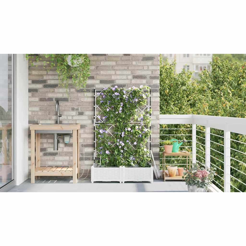 vidaXL Jardinière de jardin 2 pcs blanc acier