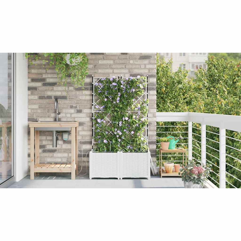 vidaXL Garten-Pflanzgefäß 2 pcs Weiß Stahl