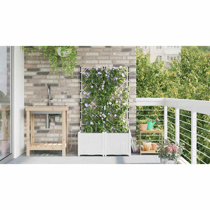 vidaXL Garten-Pflanzgefäß 2 pcs Weiß Stahl