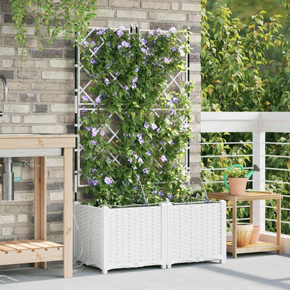 vidaXL Garten-Pflanzgefäß 2 pcs Weiß Stahl