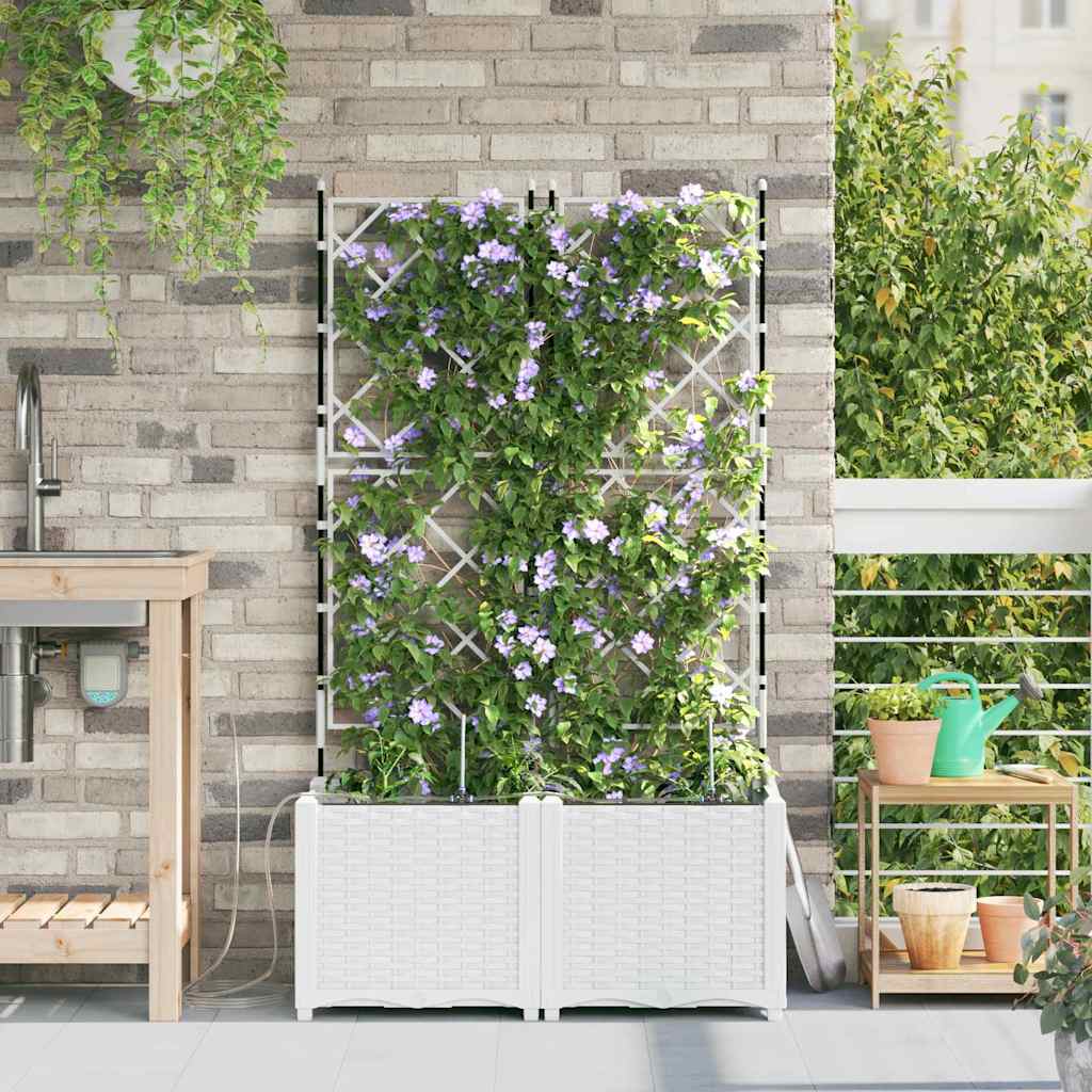 vidaXL Garten-Pflanzgefäß 2 pcs Weiß Stahl