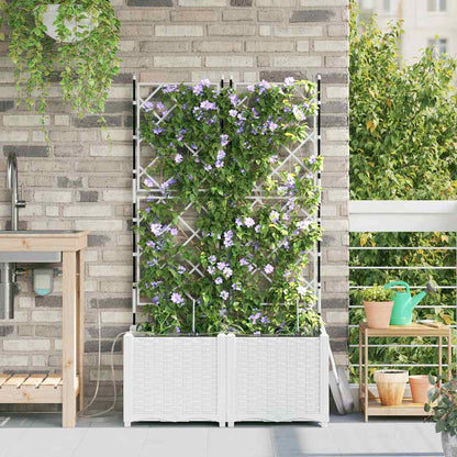 vidaXL Garten-Pflanzgefäß 2 pcs Weiß Stahl