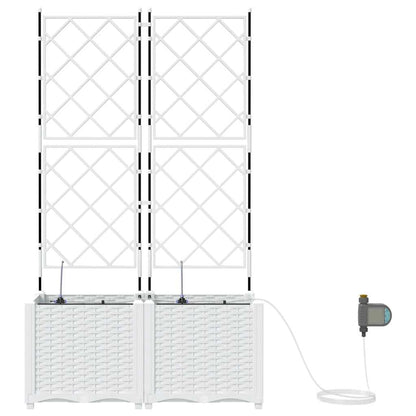 vidaXL Garten-Pflanzgefäß 2 pcs Weiß Stahl