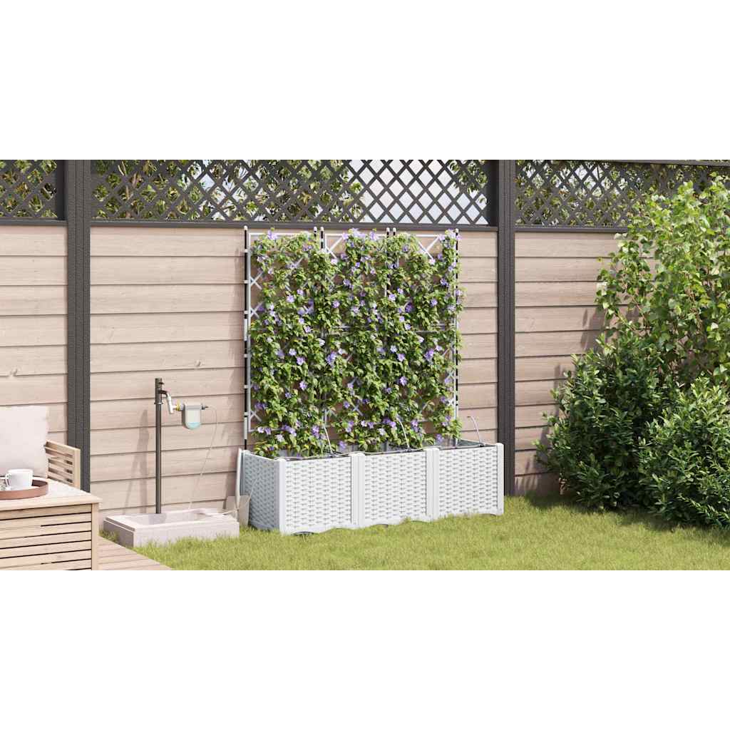 vidaXL Garten-Pflanzgefäß 3 pcs Weiß Stahl