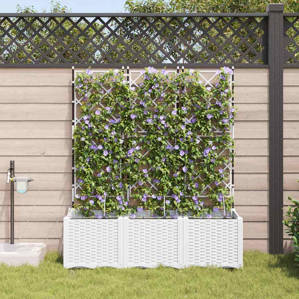 vidaXL Garten-Pflanzgefäß 3 pcs Weiß Stahl
