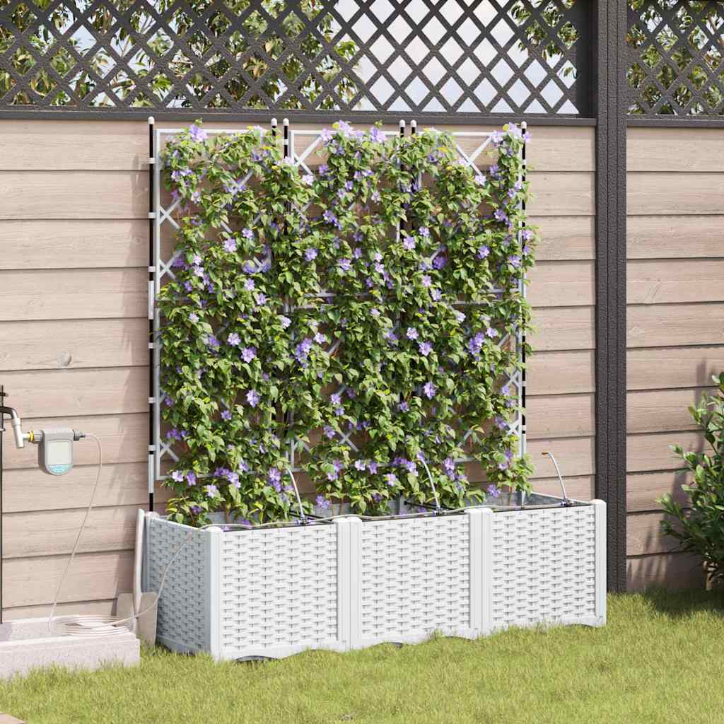 vidaXL Garten-Pflanzgefäß 3 pcs Weiß Stahl