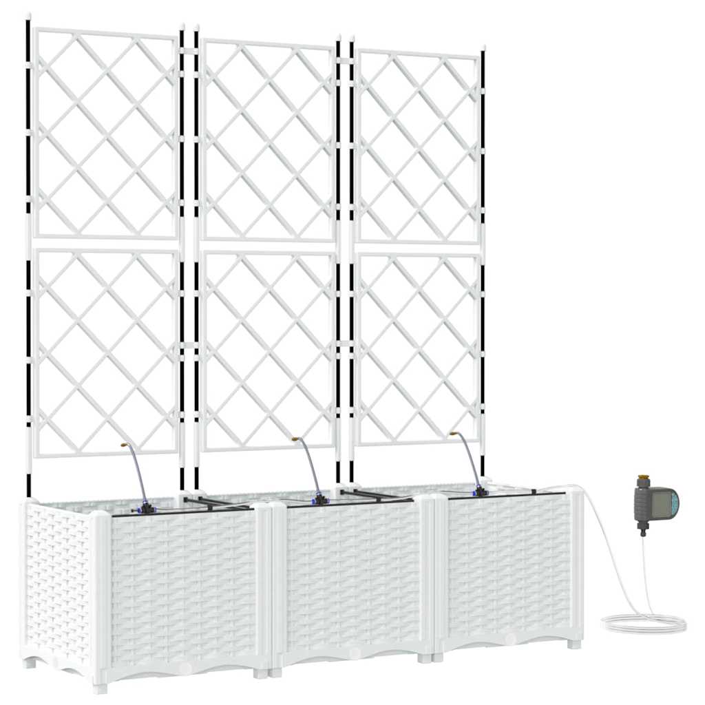 vidaXL Garten-Pflanzgefäß 3 pcs Weiß Stahl