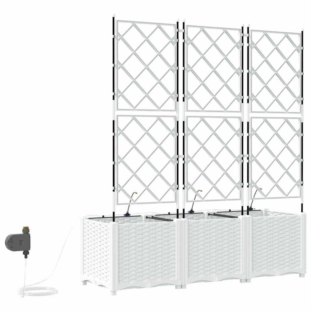 vidaXL Garten-Pflanzgefäß 3 pcs Weiß Stahl