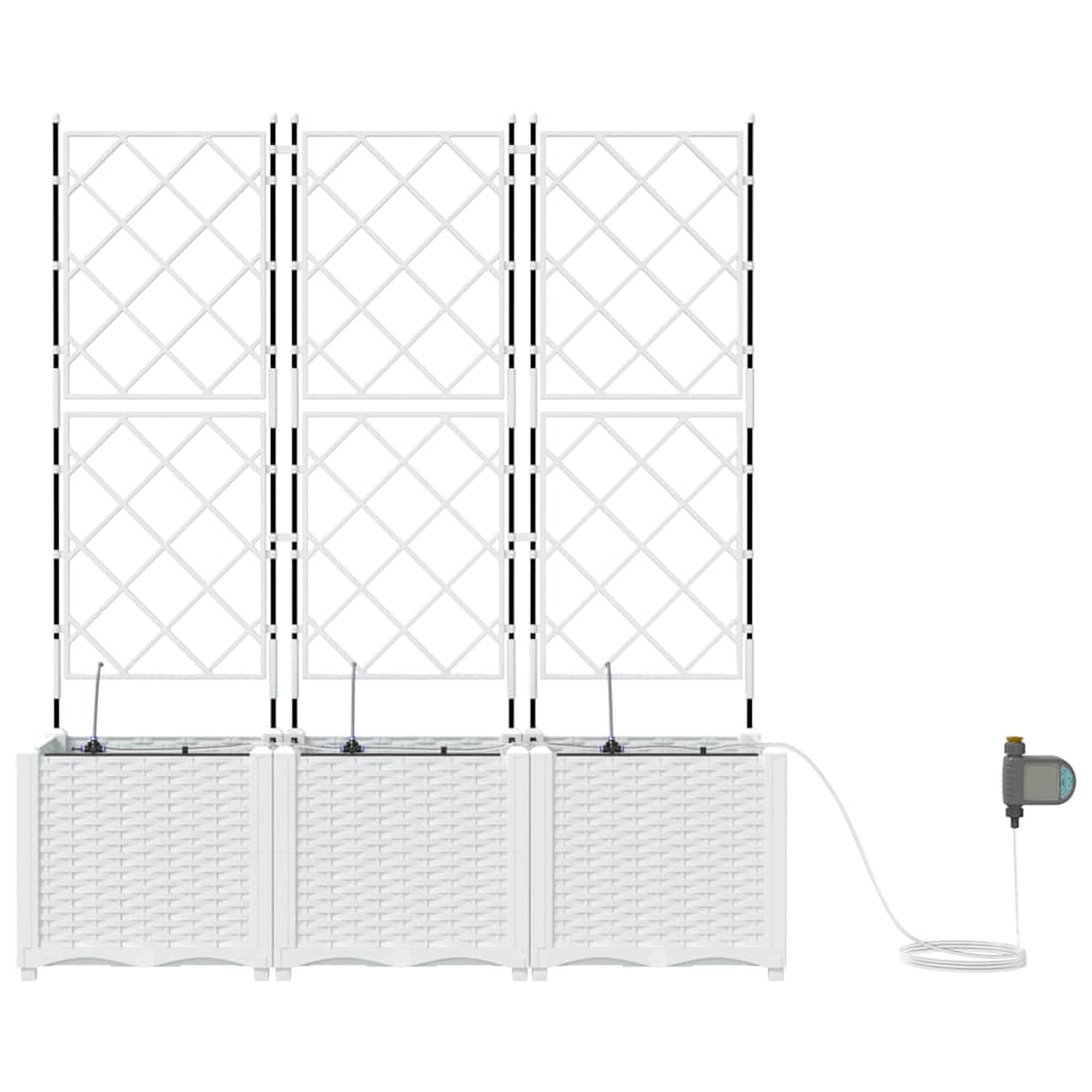 vidaXL Garten-Pflanzgefäß 3 pcs Weiß Stahl