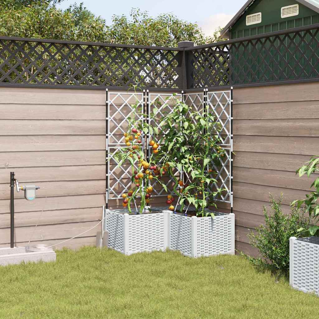 vidaXL Garten-Pflanzgefäß 3 pcs Weiß Stahl