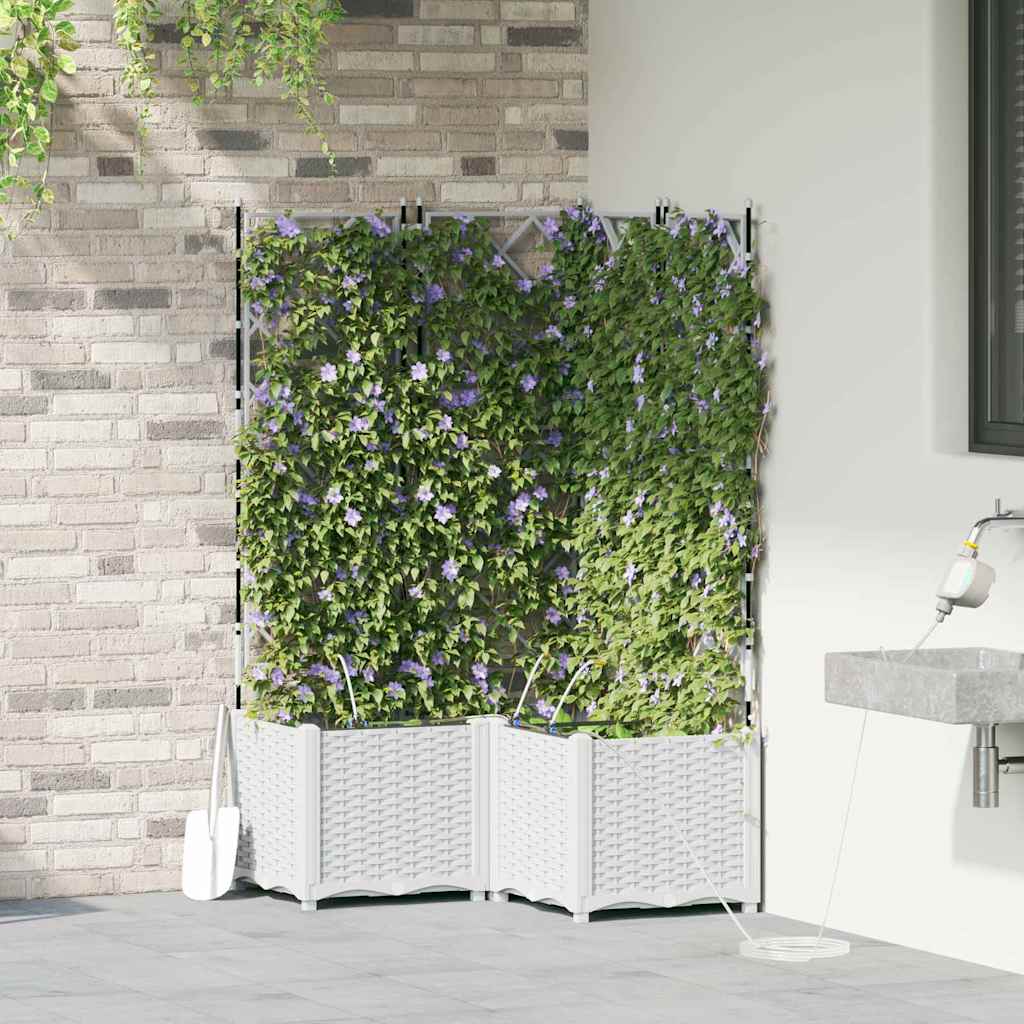 vidaXL Garten-Pflanzgefäß 3 pcs Weiß Stahl