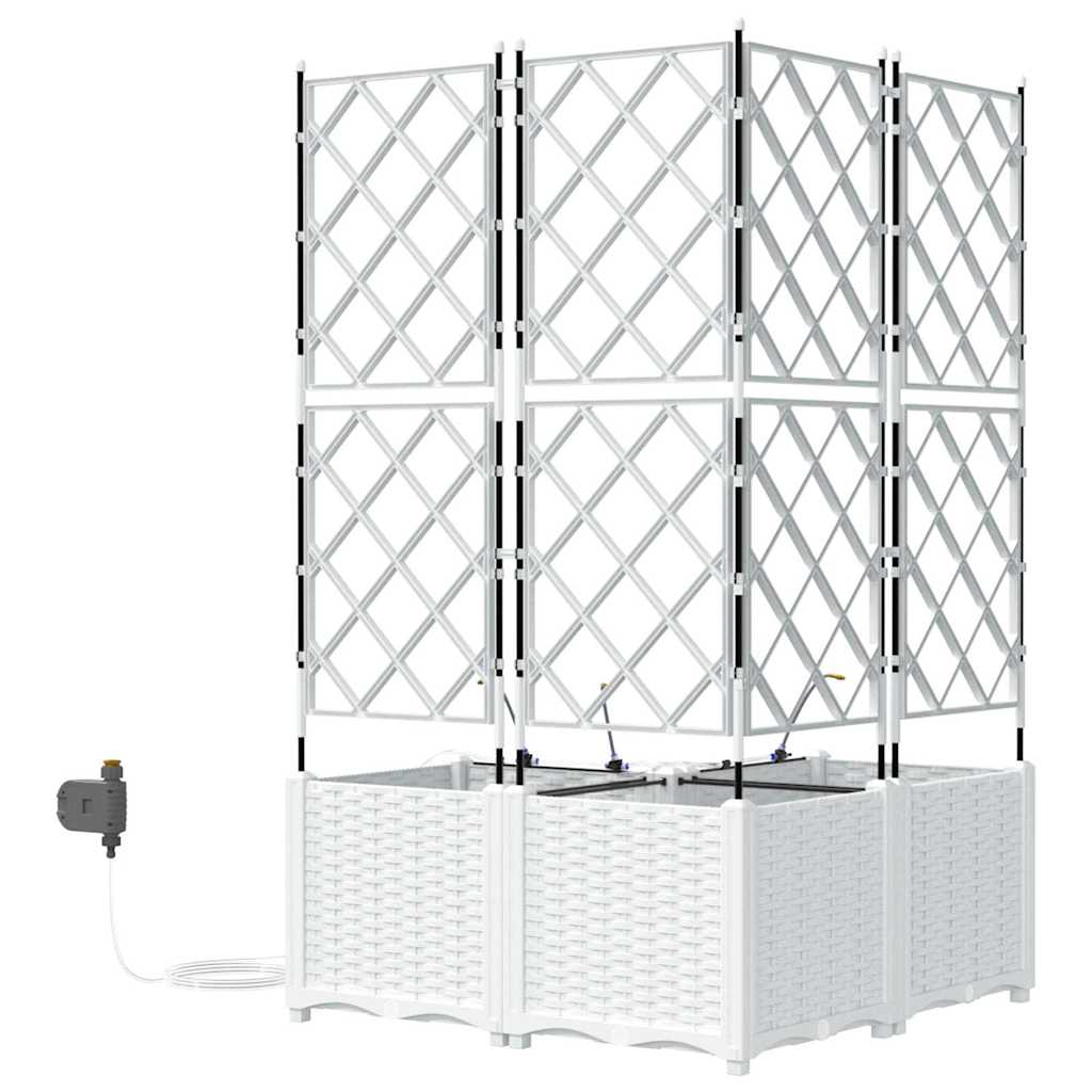 vidaXL Garten-Pflanzgefäß 3 pcs Weiß Stahl