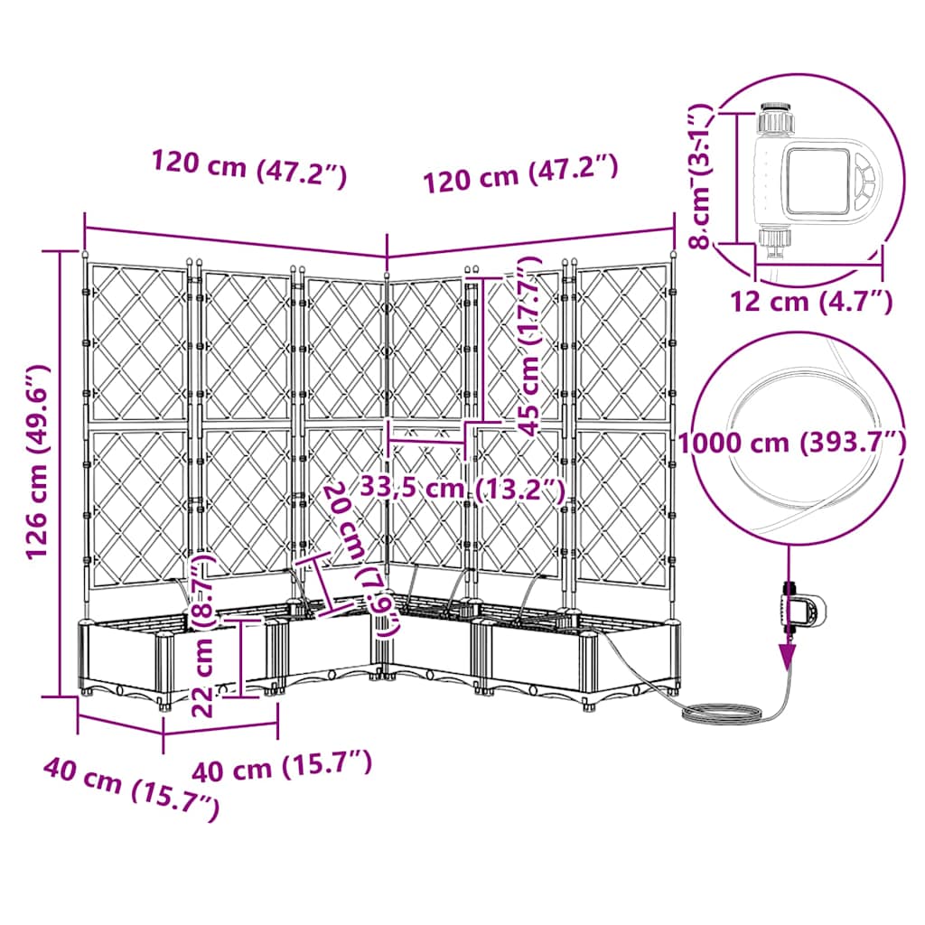 vidaXL Garten-Pflanzgefäß 5 pcs Weiß Stahl