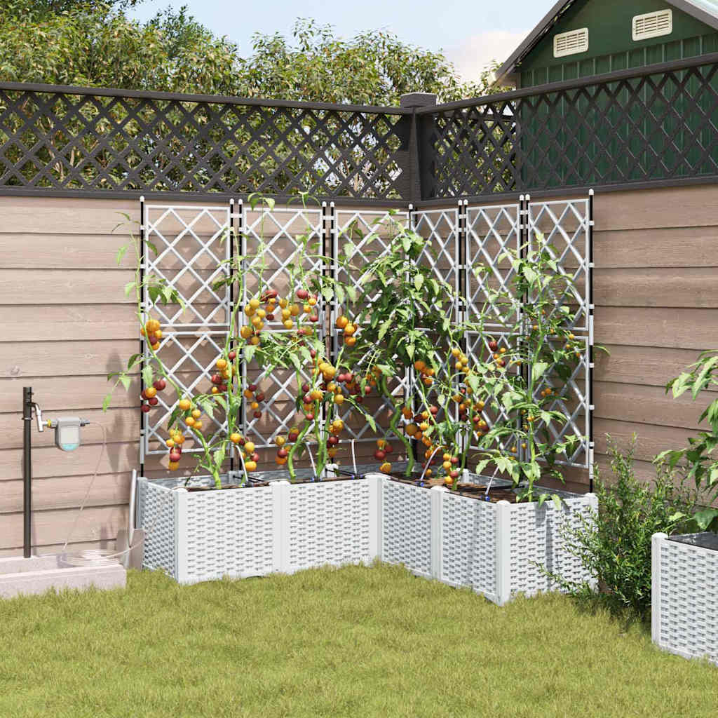 vidaXL Garten-Pflanzgefäß 5 pcs Weiß Stahl