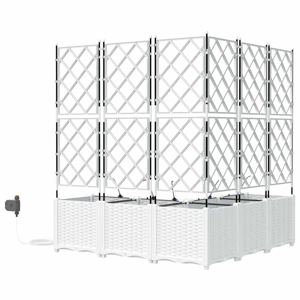vidaXL Garten-Pflanzgefäß 5 pcs Weiß Stahl