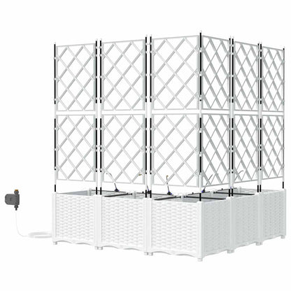 vidaXL Garten-Pflanzgefäß 5 pcs Weiß Stahl