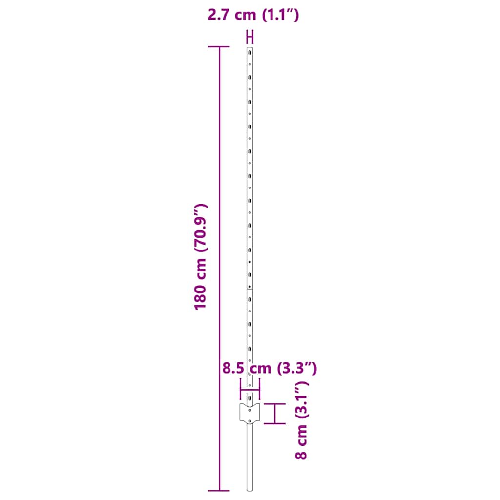Zaunpfosten 11 pcs Grün 140 cm Stahl
