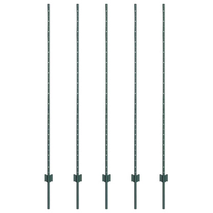 Zaunpfosten 5 pcs Grün 160 cm Stahl